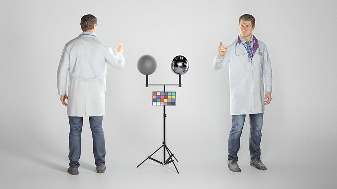 Male doctor pointing at something 279 Low-poly 3D model