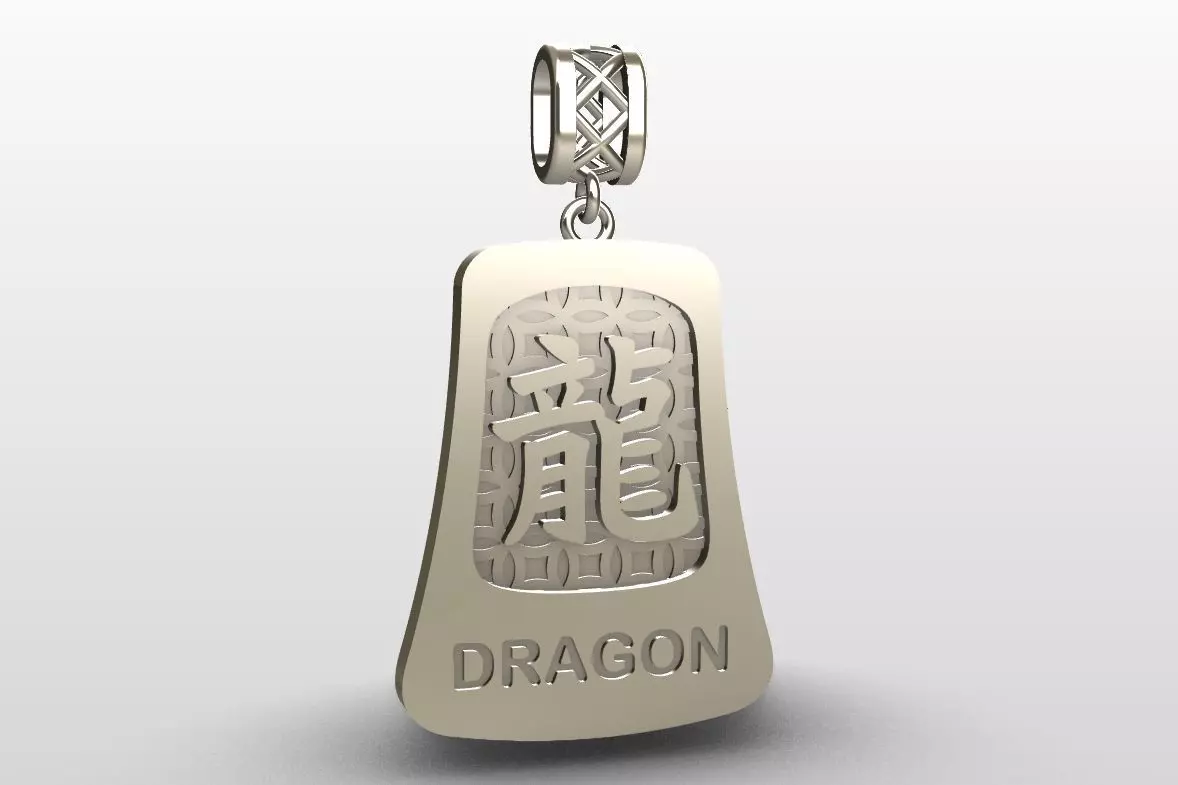 Chinese zodiac - 12 animals - pendant with bail - Dragon 3D print model