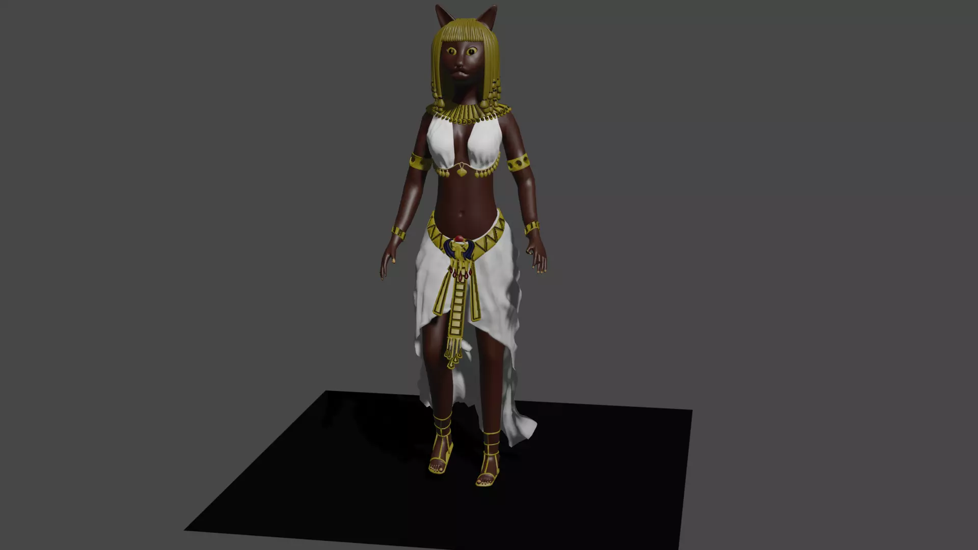 Basted Egyptian Goddes Figure Low-poly 3D model