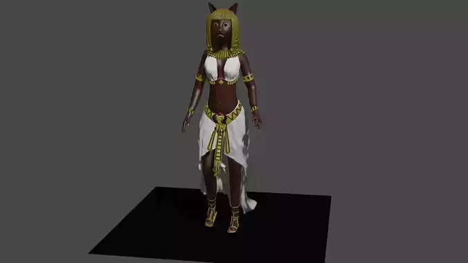Basted Egyptian Goddes Figure Low-poly 3D model