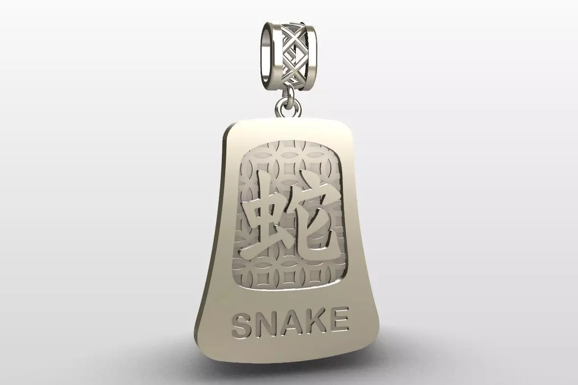 Chinese zodiac - 12 animals - pendant with bail - Snake 3D print model