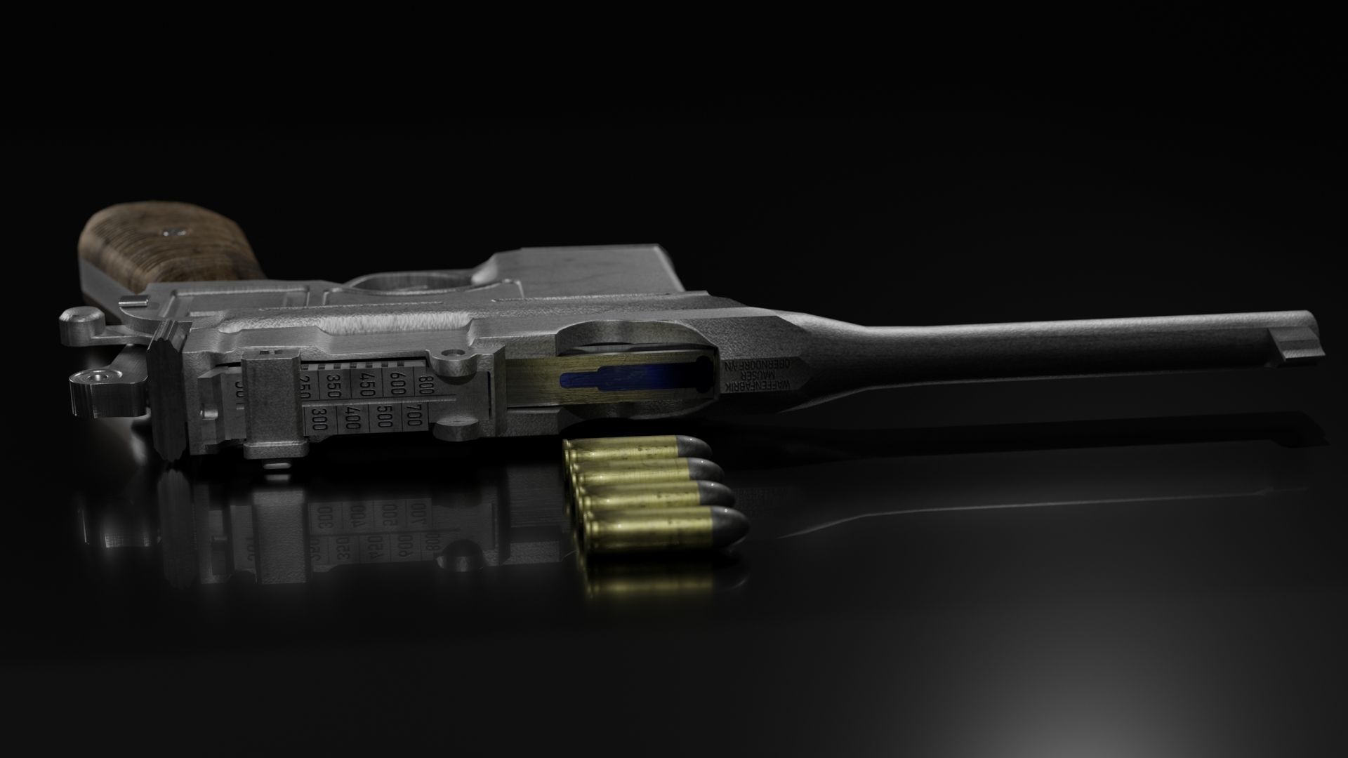 MAUSER C96 BROOMHANDLE PISTOL 3D model_12