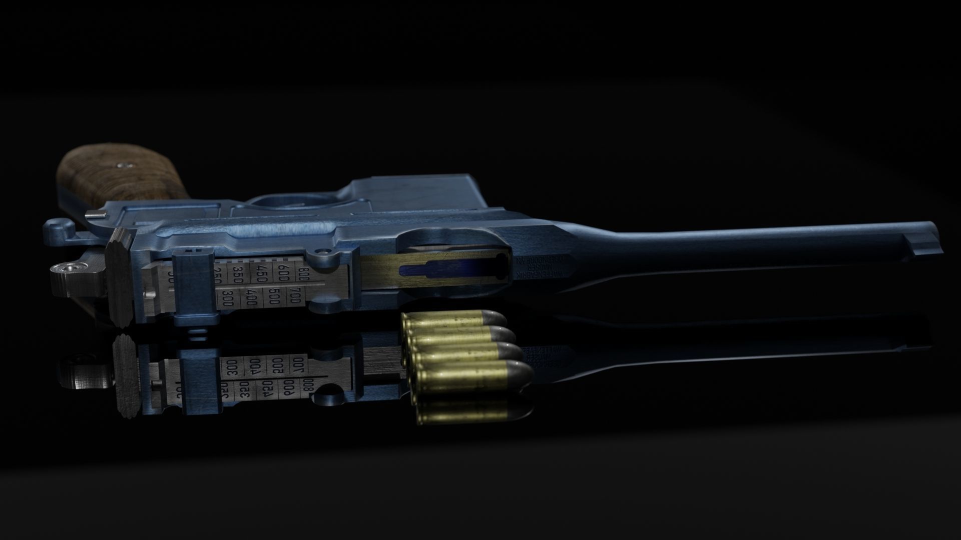 MAUSER C96 BROOMHANDLE PISTOL 3D model_9