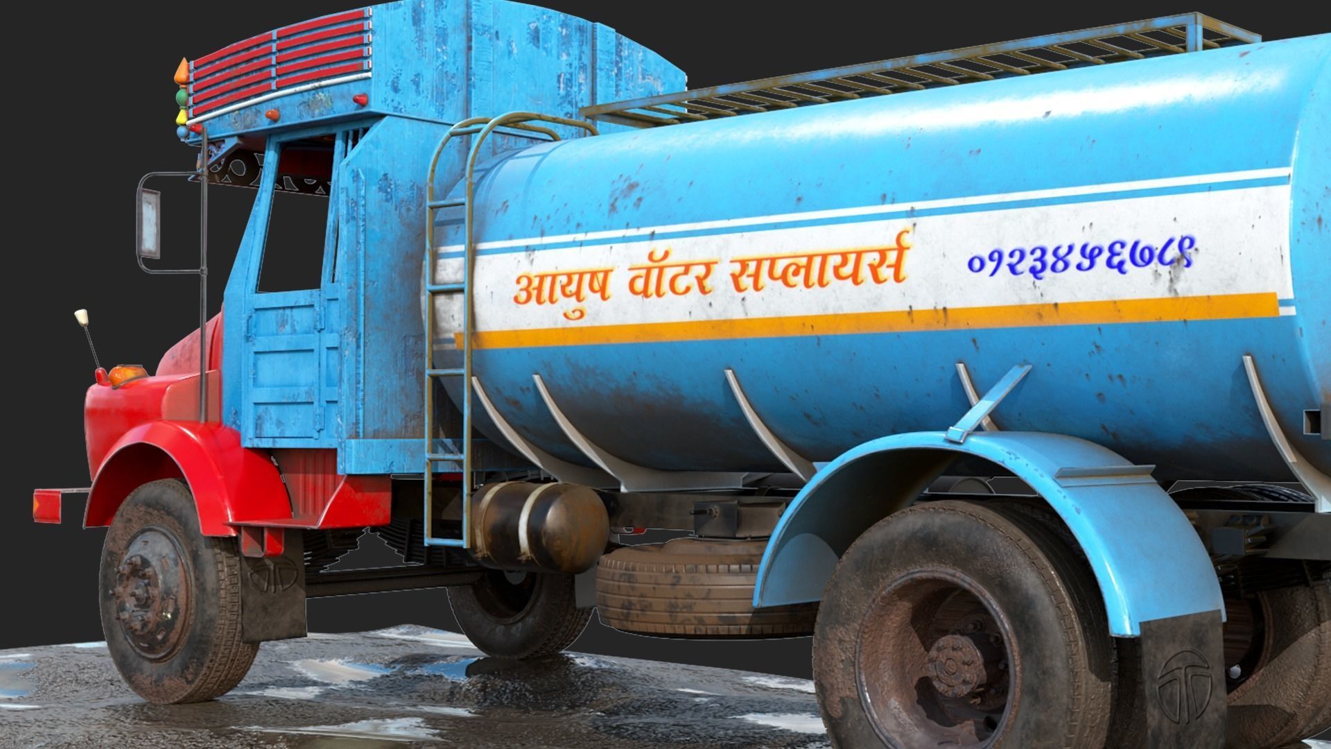 TATA SE 1613 Water Tanker 3D model_4