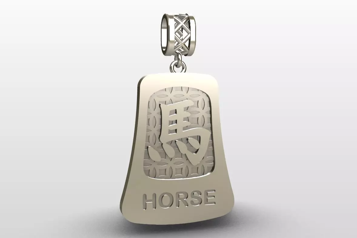 Chinese zodiac - 12 animals - pendant with bail - Horse 3D print model