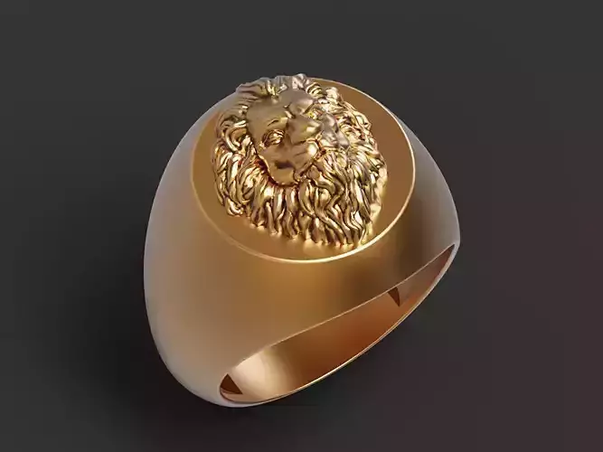 Fashion Lion  Man Ring Silver Gold  Print