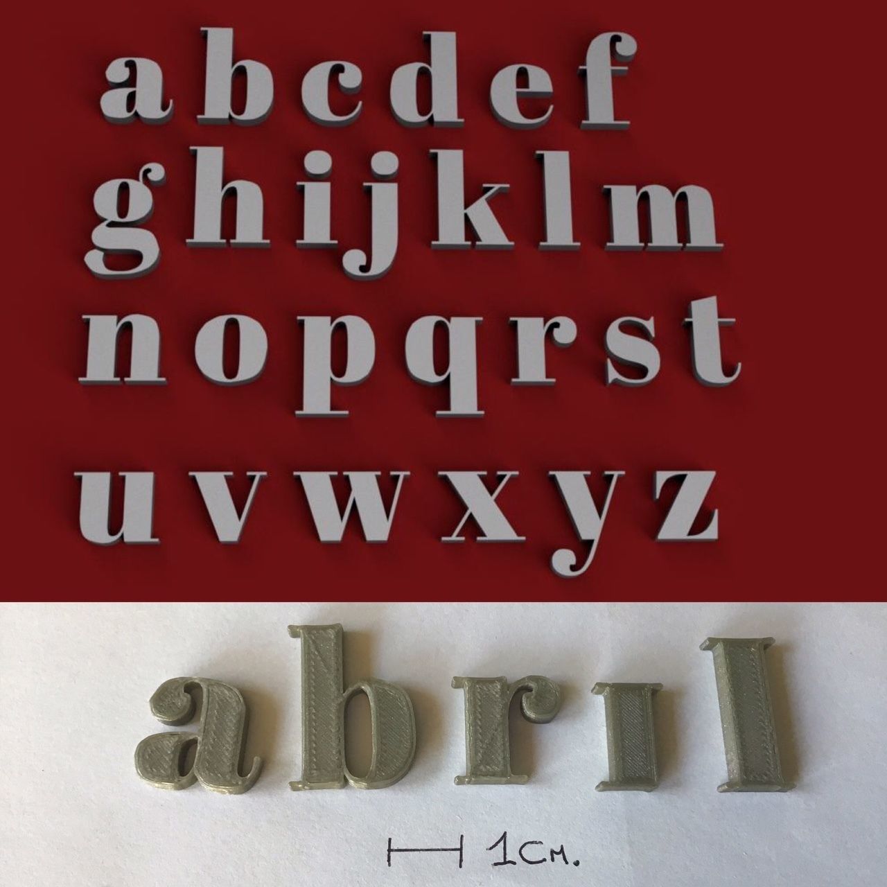 ABRIL uppercase and lowercase 3D Letters STL FILE 3D print model_1