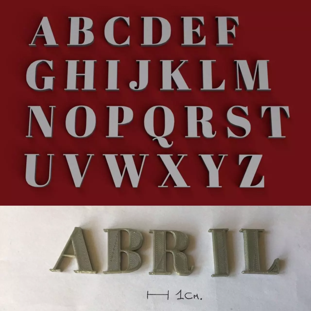 ABRIL uppercase and lowercase 3D Letters STL FILE 3D print model_0