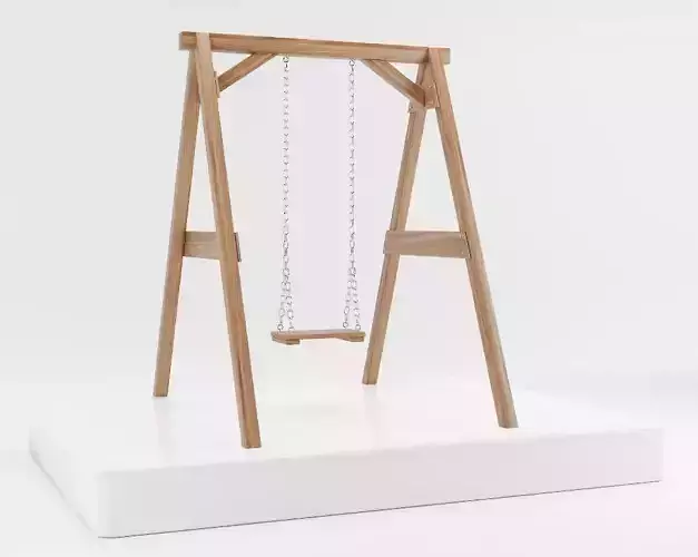 Wooden playground swing with one seat
