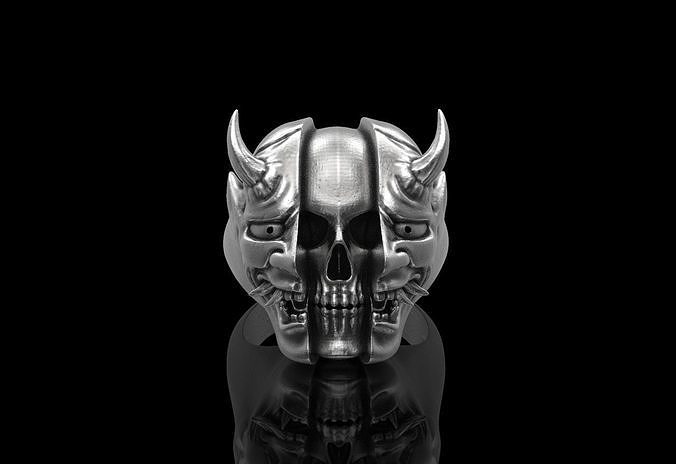 Japanese Oni Demon Ring 3D print model