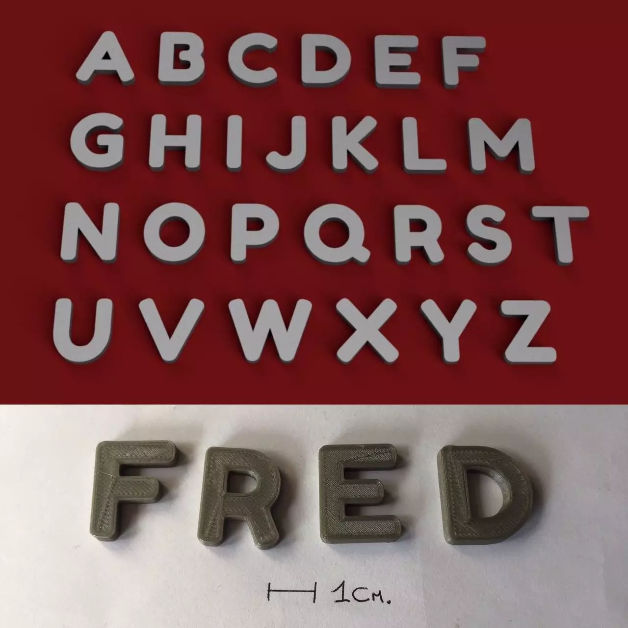 FRED uppercase and lowercase 3D Letters STL FILE 3D print model
