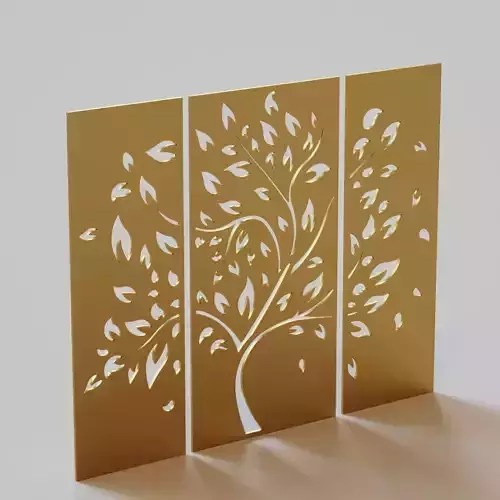 Screen metal wall art - tree of life 3D model