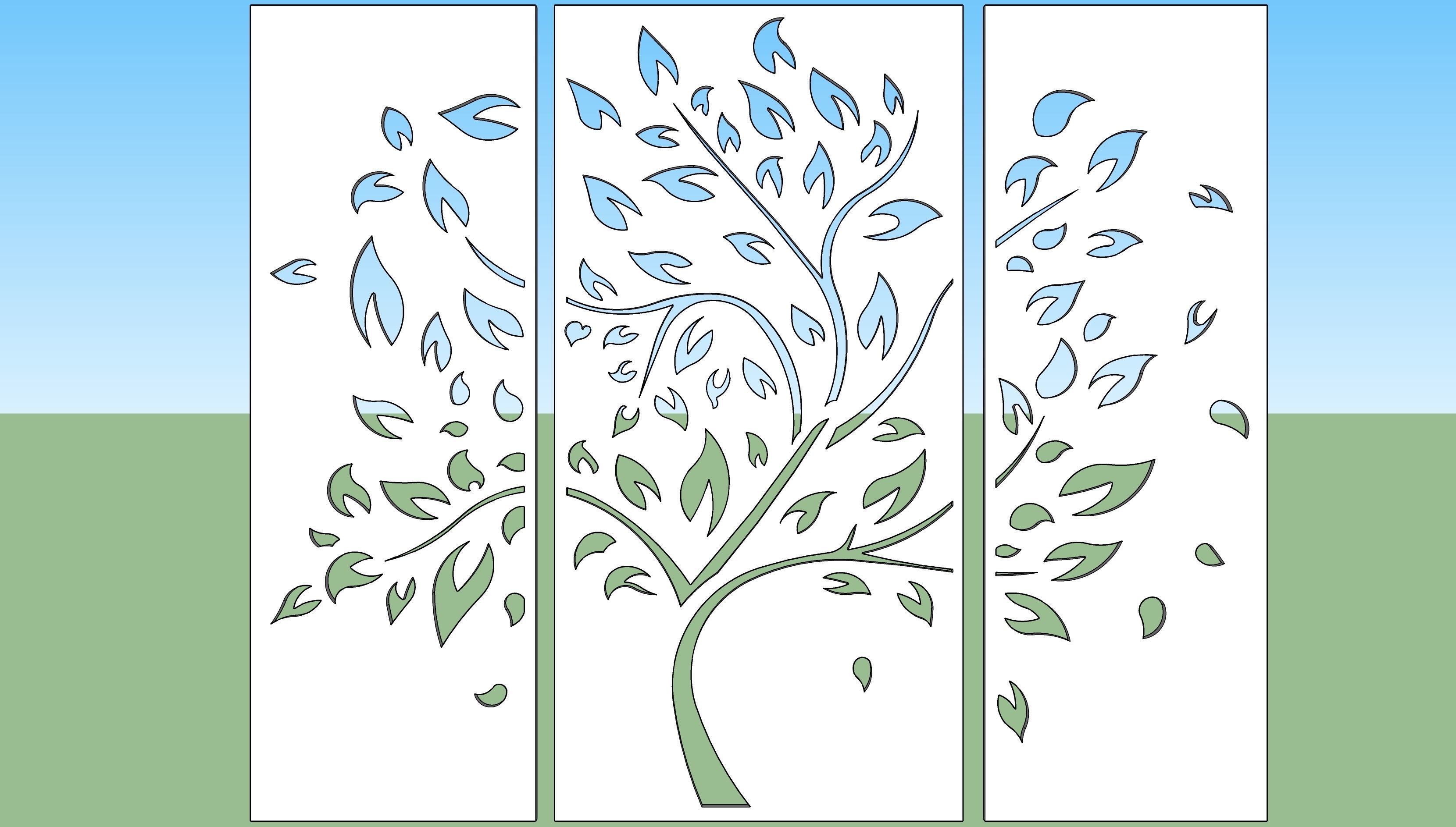 Screen metal wall art - tree of life 3D model_2