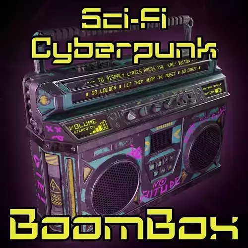 Sci-Fi Cyberpunk BoomBox Low-poly 3D model
