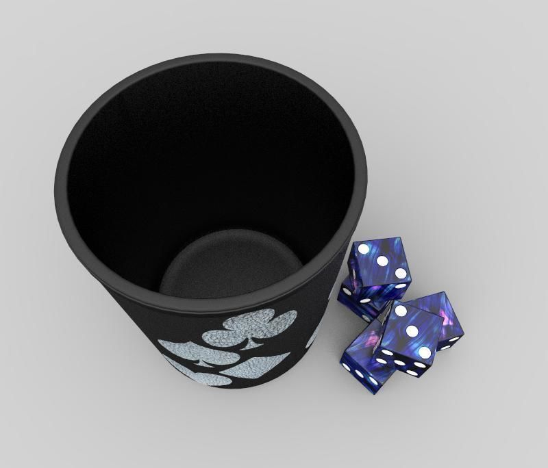 The Dice cup with and playing cards 3D model_2