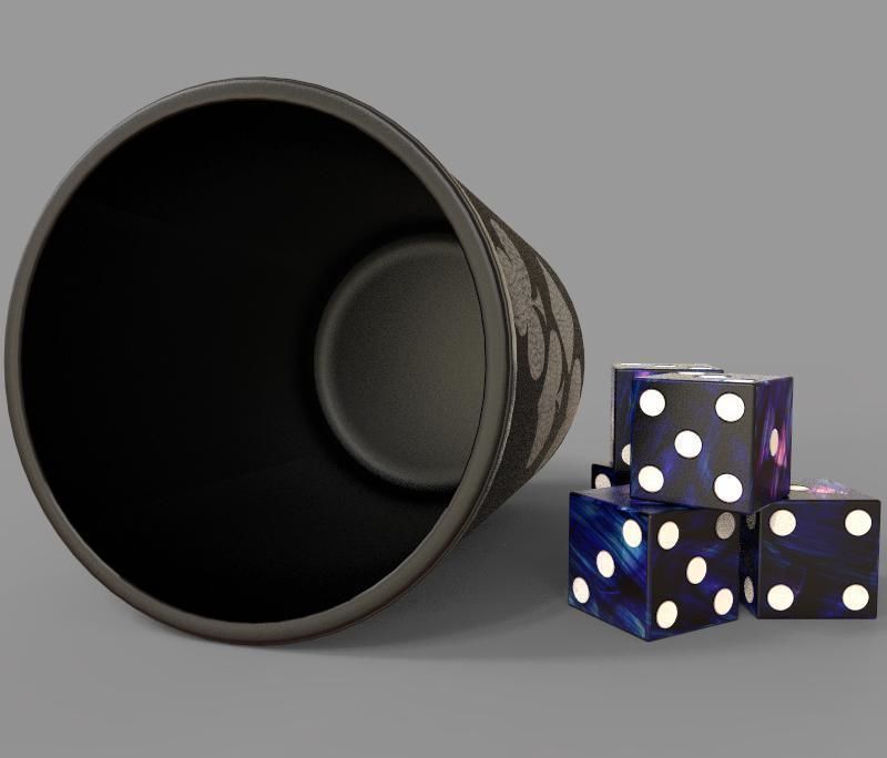The Dice cup with and playing cards 3D model_7