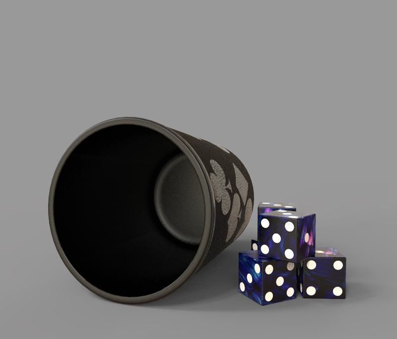 The Dice cup with and playing cards 3D model_5