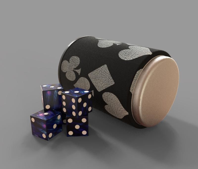 The Dice cup with and playing cards 3D model_6