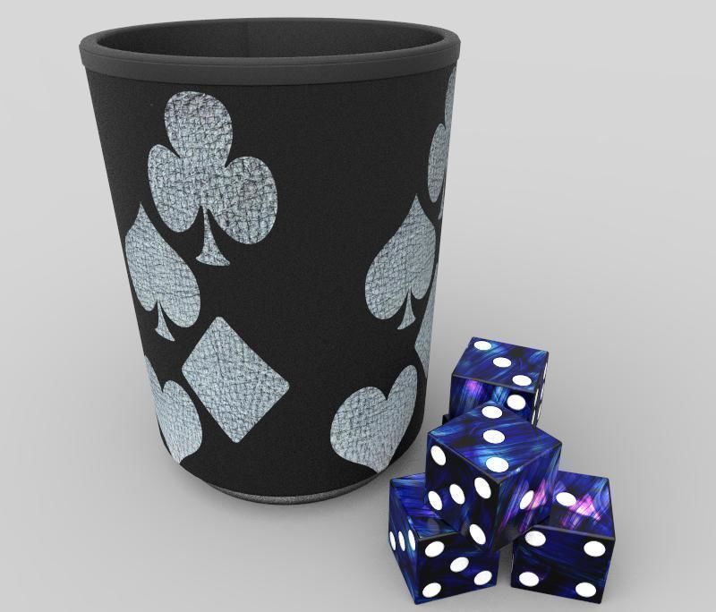 The Dice cup with and playing cards 3D model_3