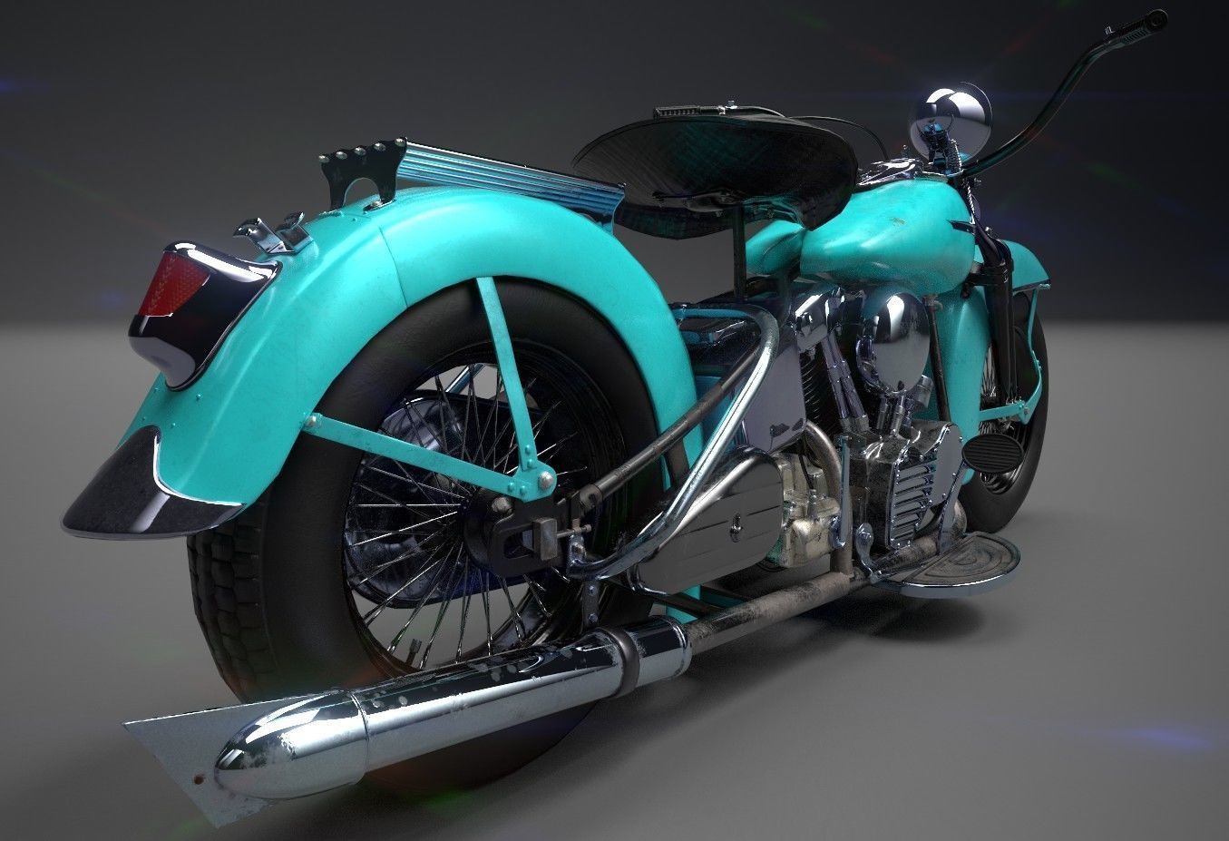 Oldschool Classic Motorcycle  Low-poly 3D model_18