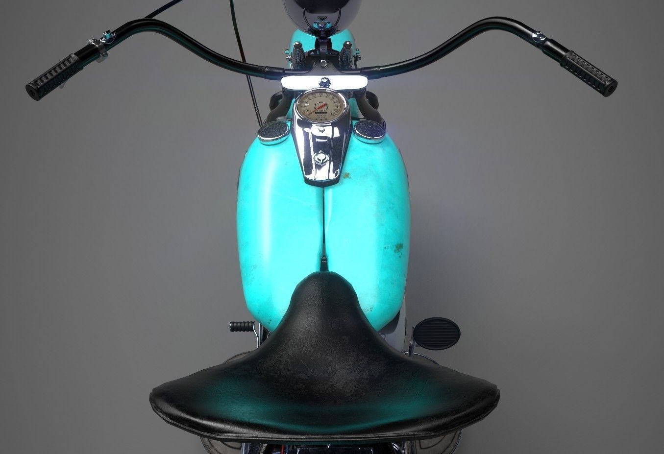 Oldschool Classic Motorcycle  Low-poly 3D model_12