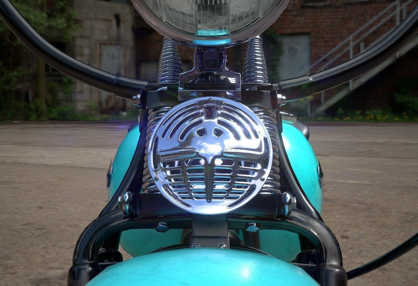 Oldschool Classic Motorcycle  Low-poly 3D model_8