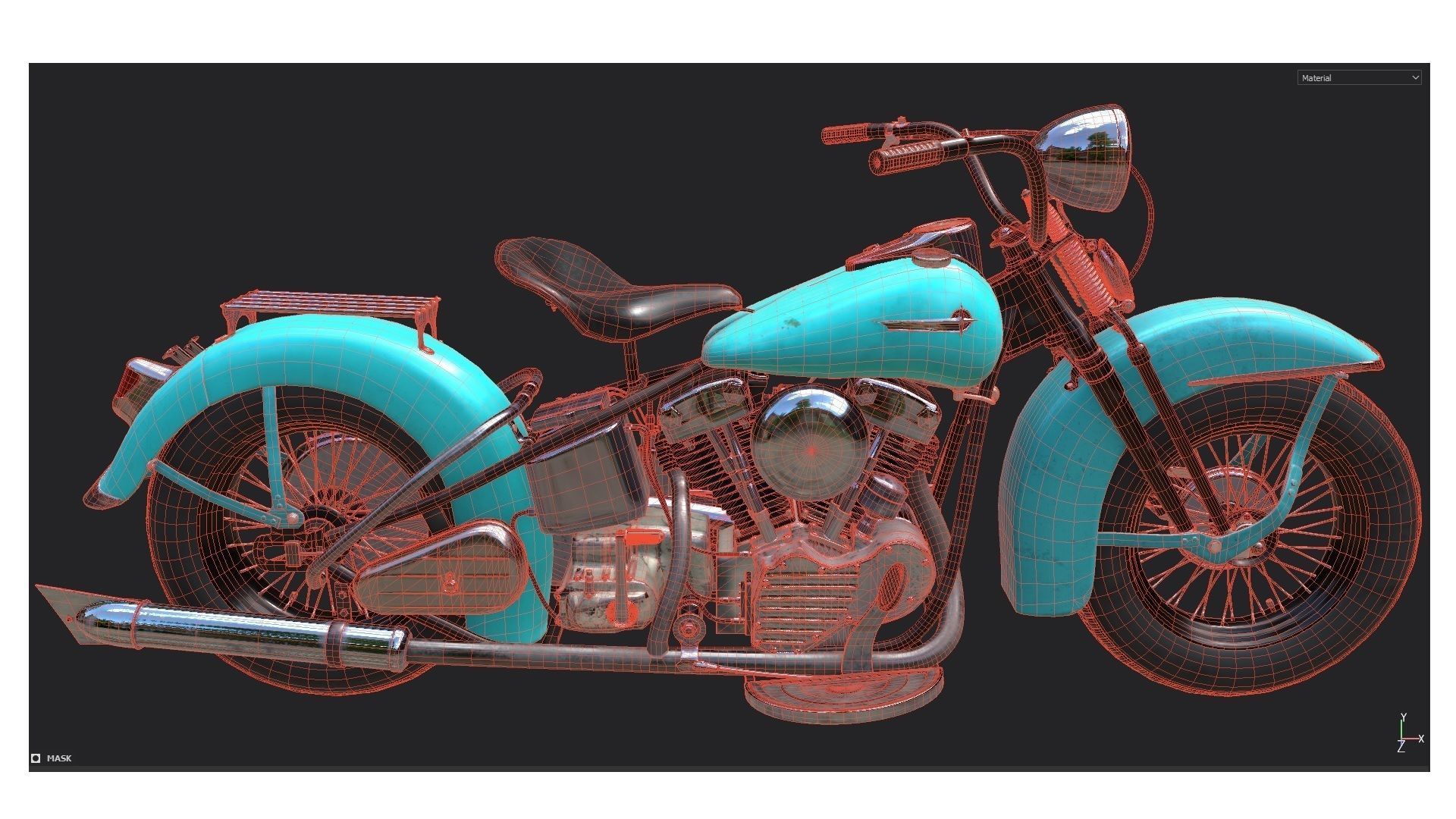 Oldschool Classic Motorcycle  Low-poly 3D model_20