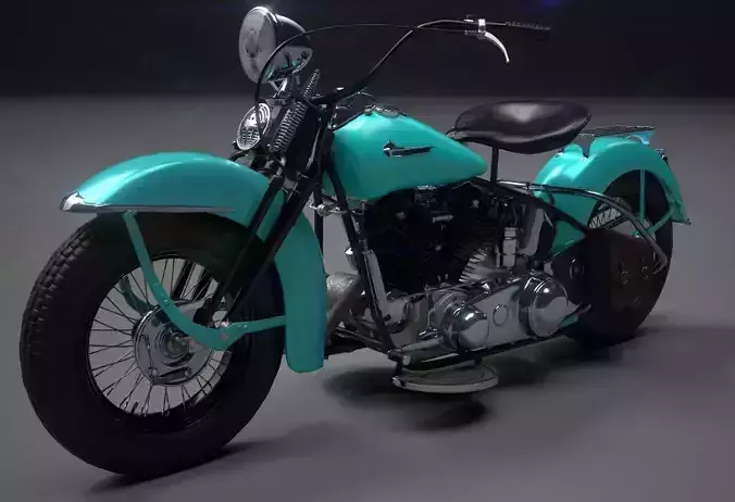 Oldschool Classic Motorcycle  Low-poly 3D model