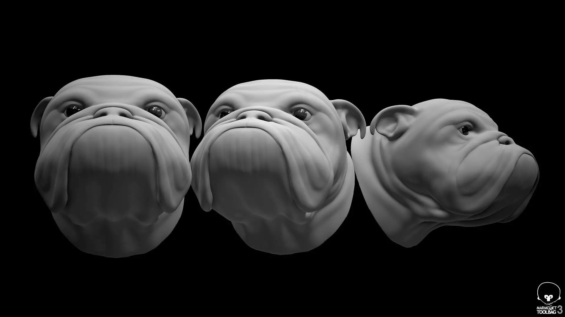 Bulldog Head - Animal dog  3D print model_0