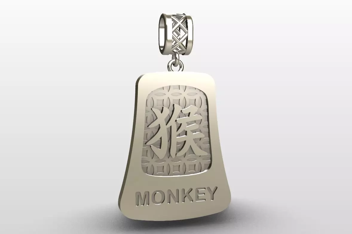 Chinese zodiac - 12 animals - pendant with bail - Monkey 3D print model