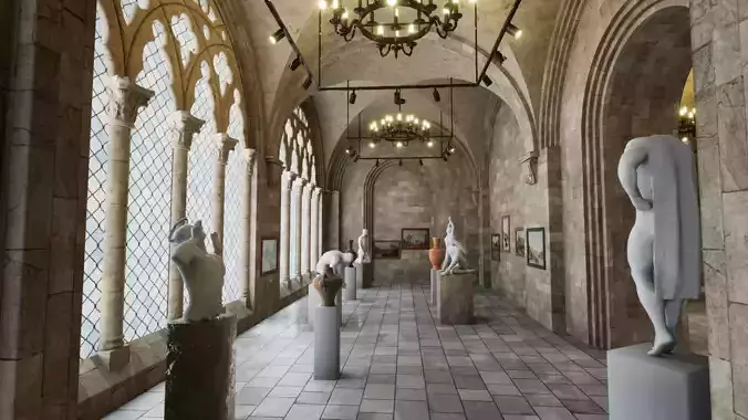Museum Art Gallery Low-poly 3D model