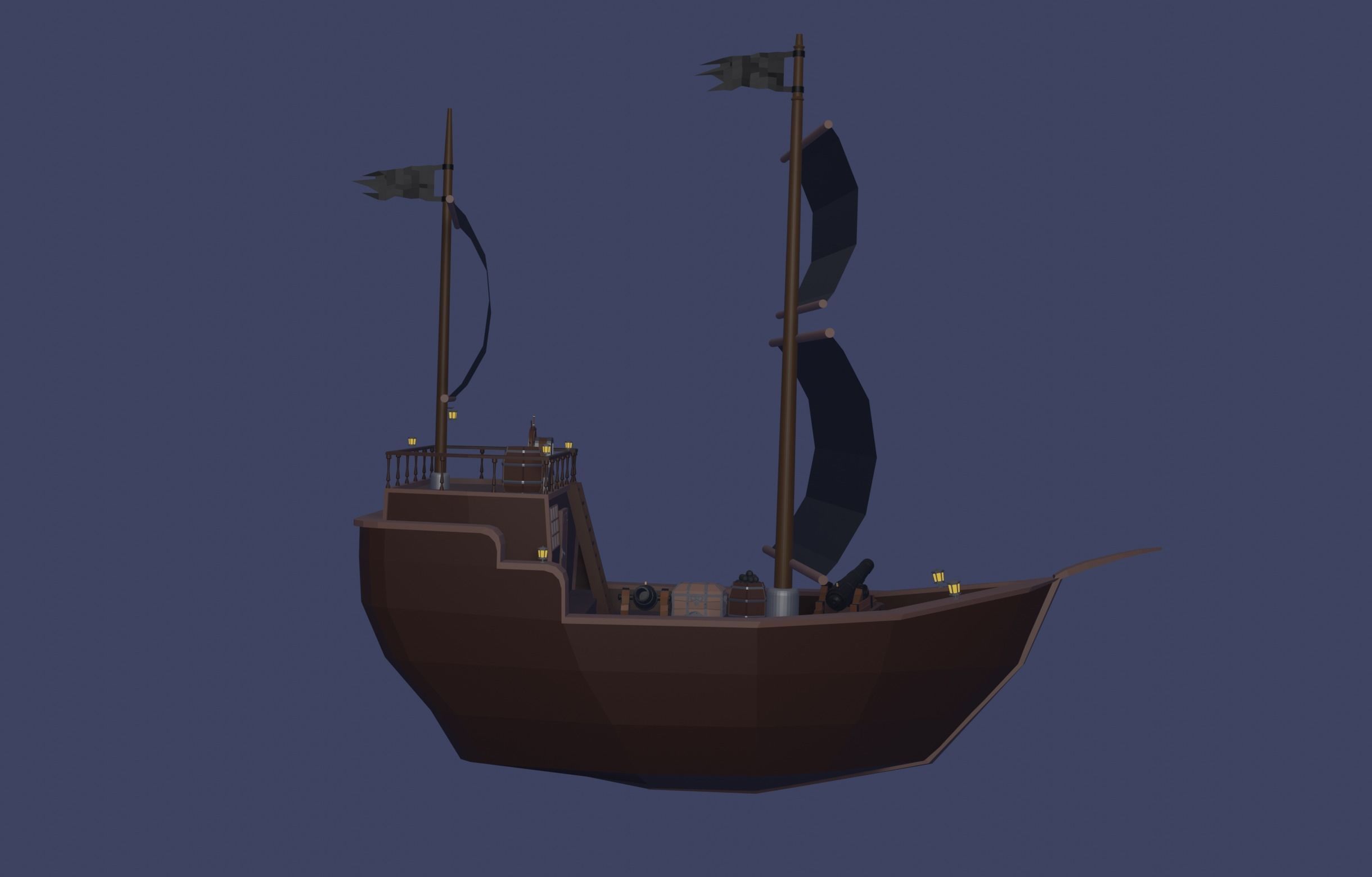 Pirate ship  Low-poly 3D model_1