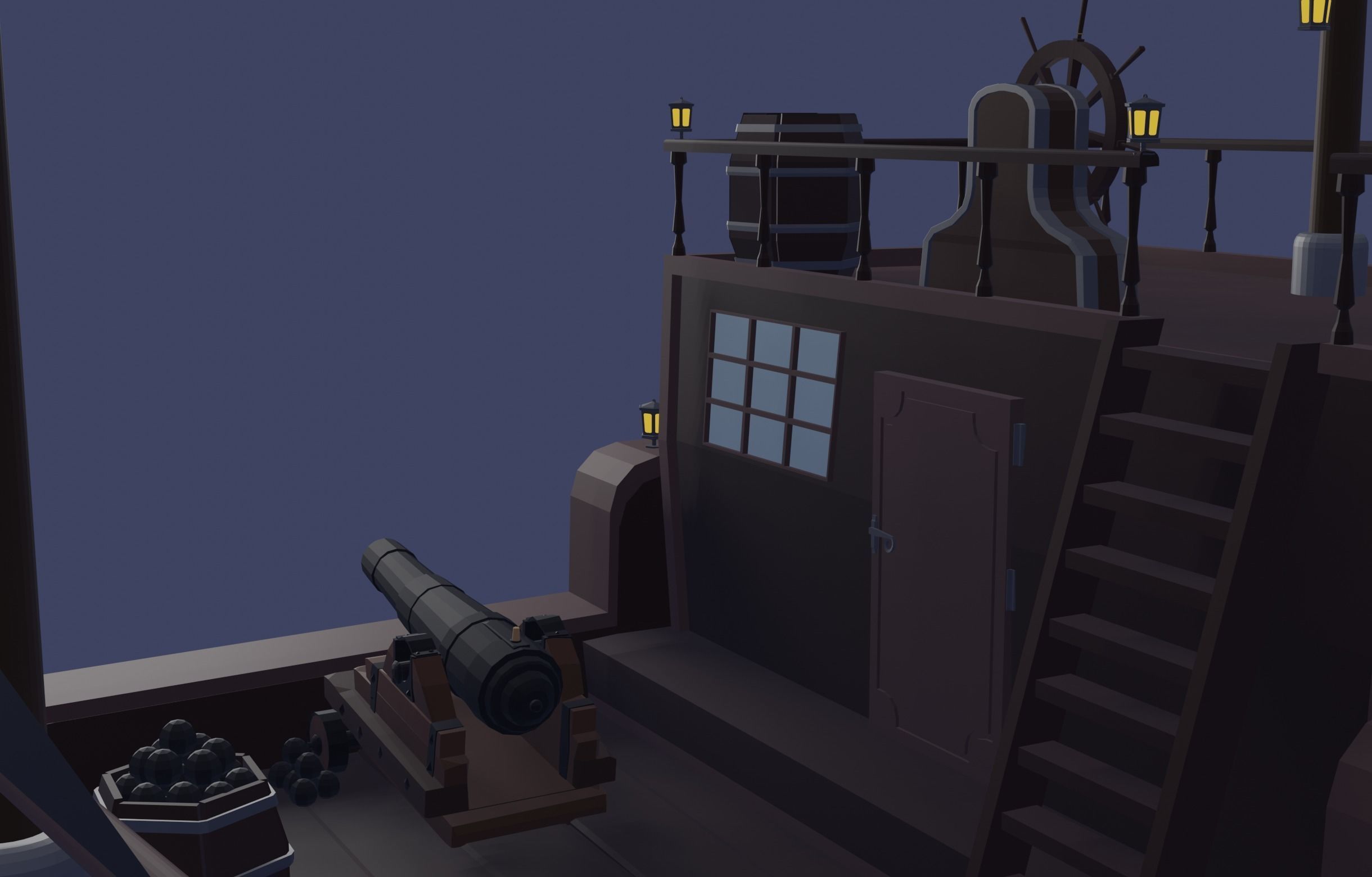 Pirate ship  Low-poly 3D model_2