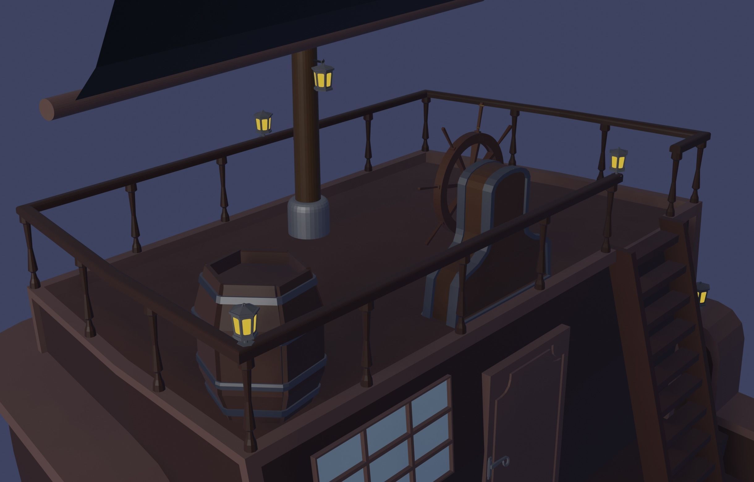 Pirate ship  Low-poly 3D model_10