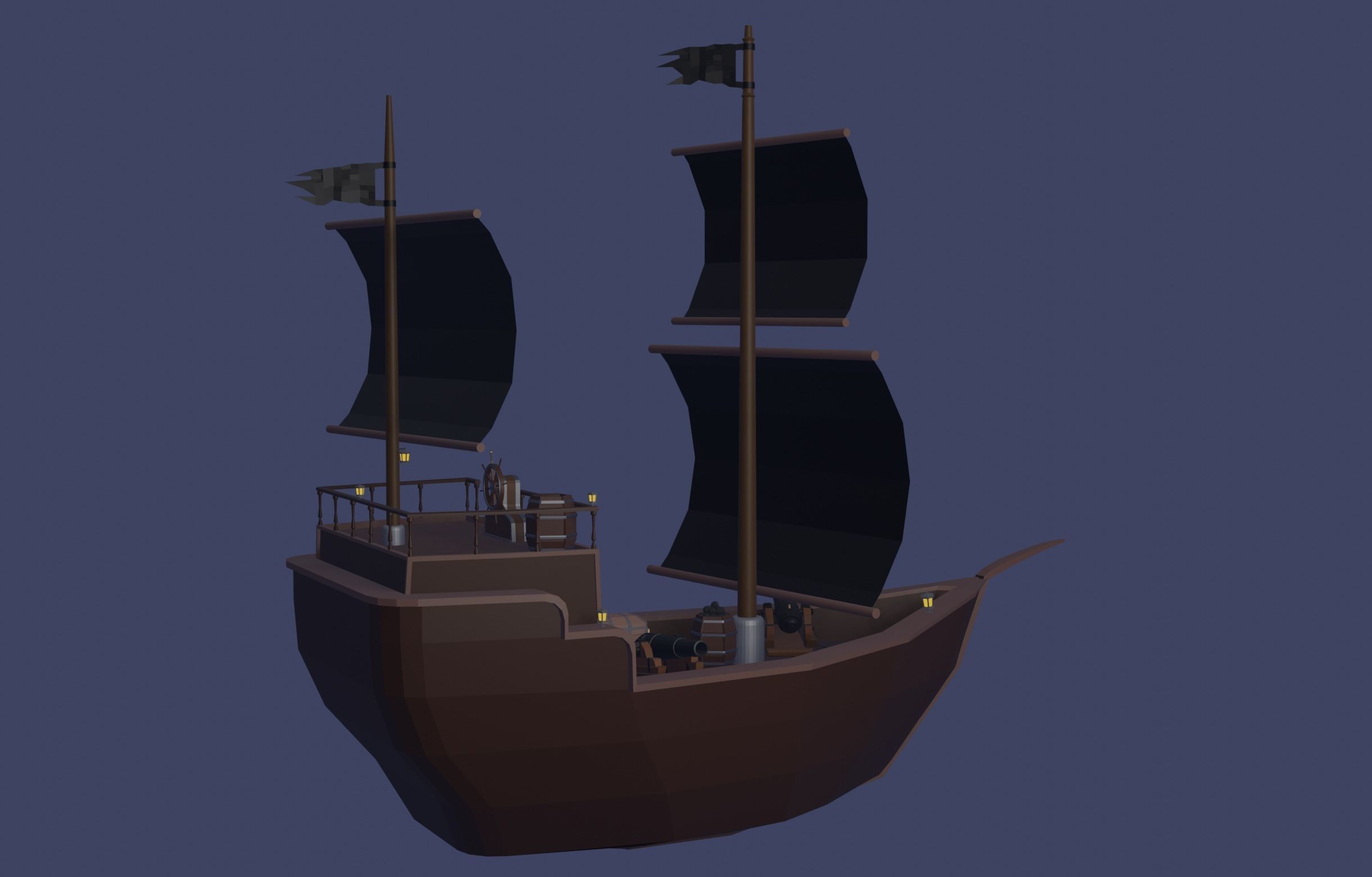 Pirate ship  Low-poly 3D model_8
