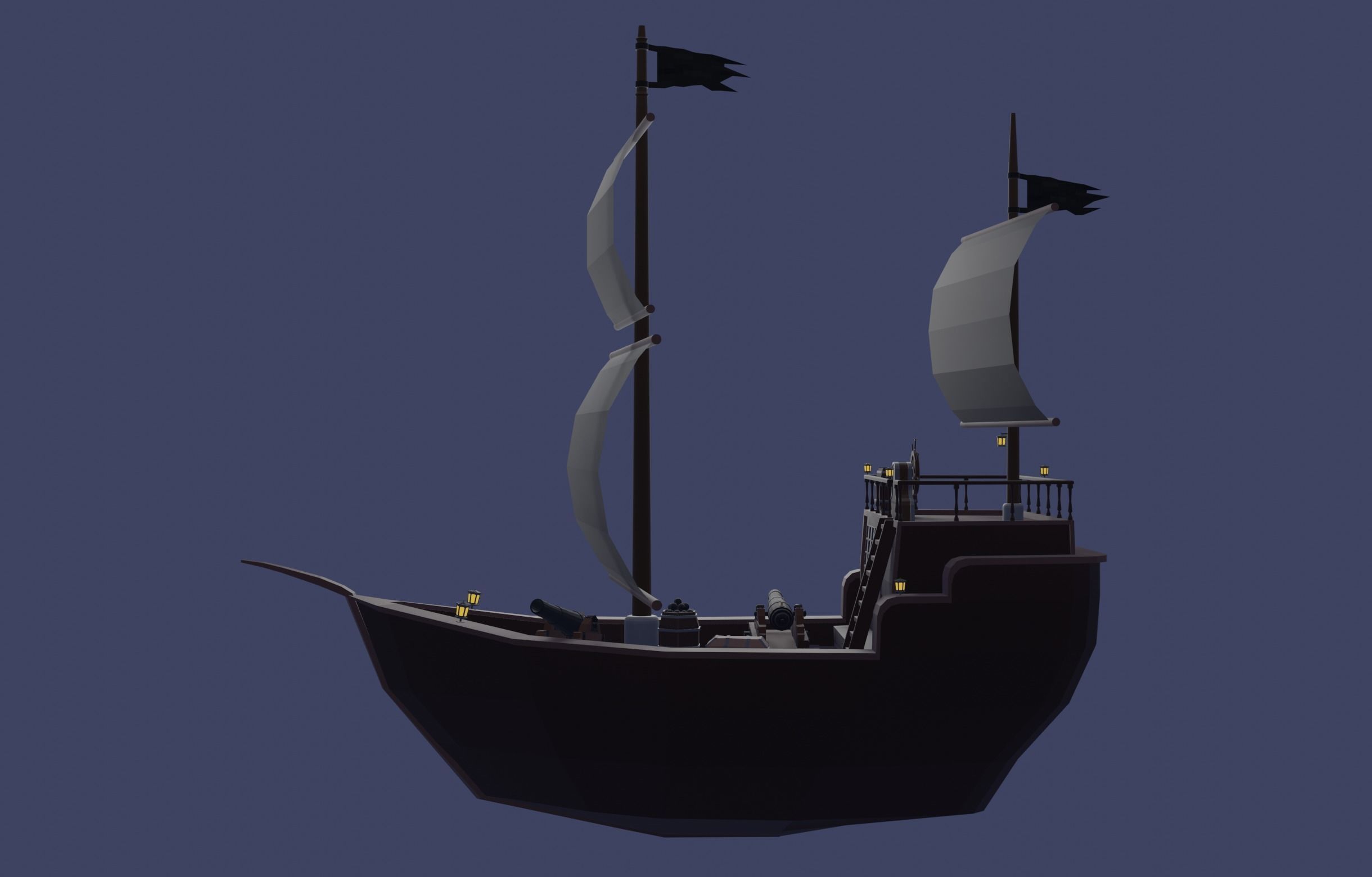 Pirate ship  Low-poly 3D model_5