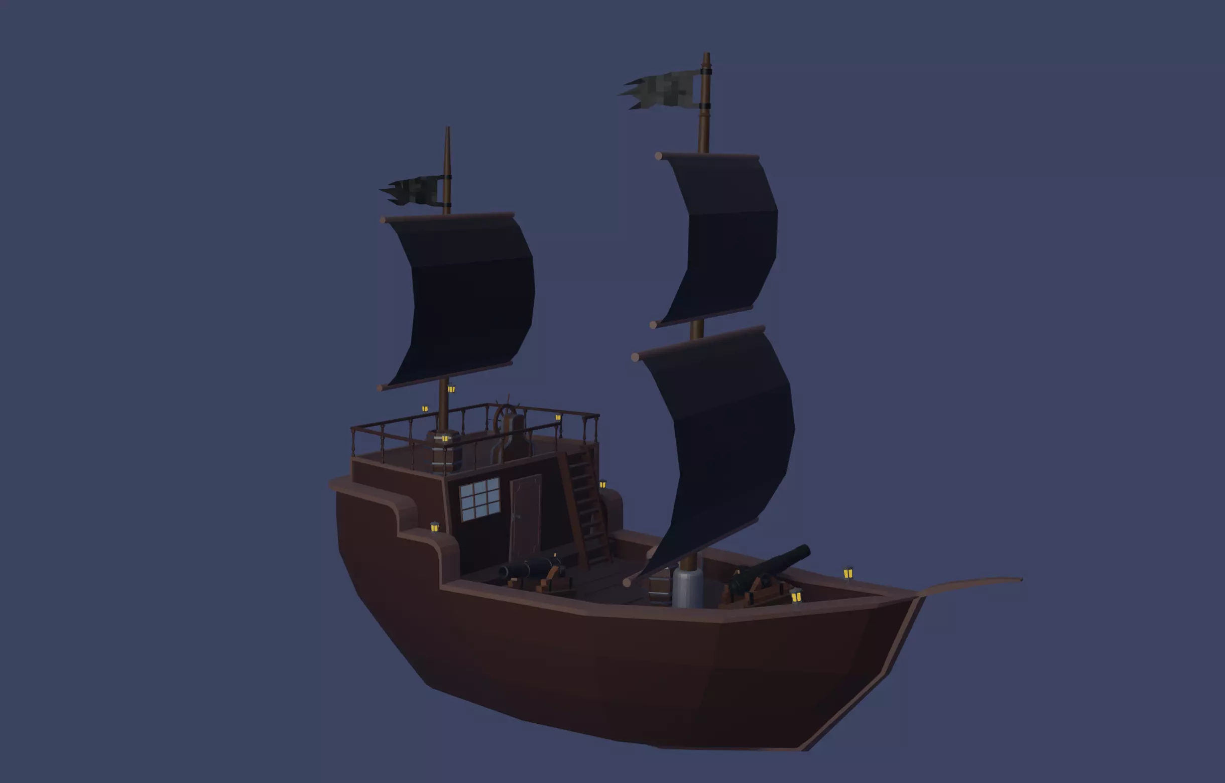 Pirate ship  Low-poly 3D model_0