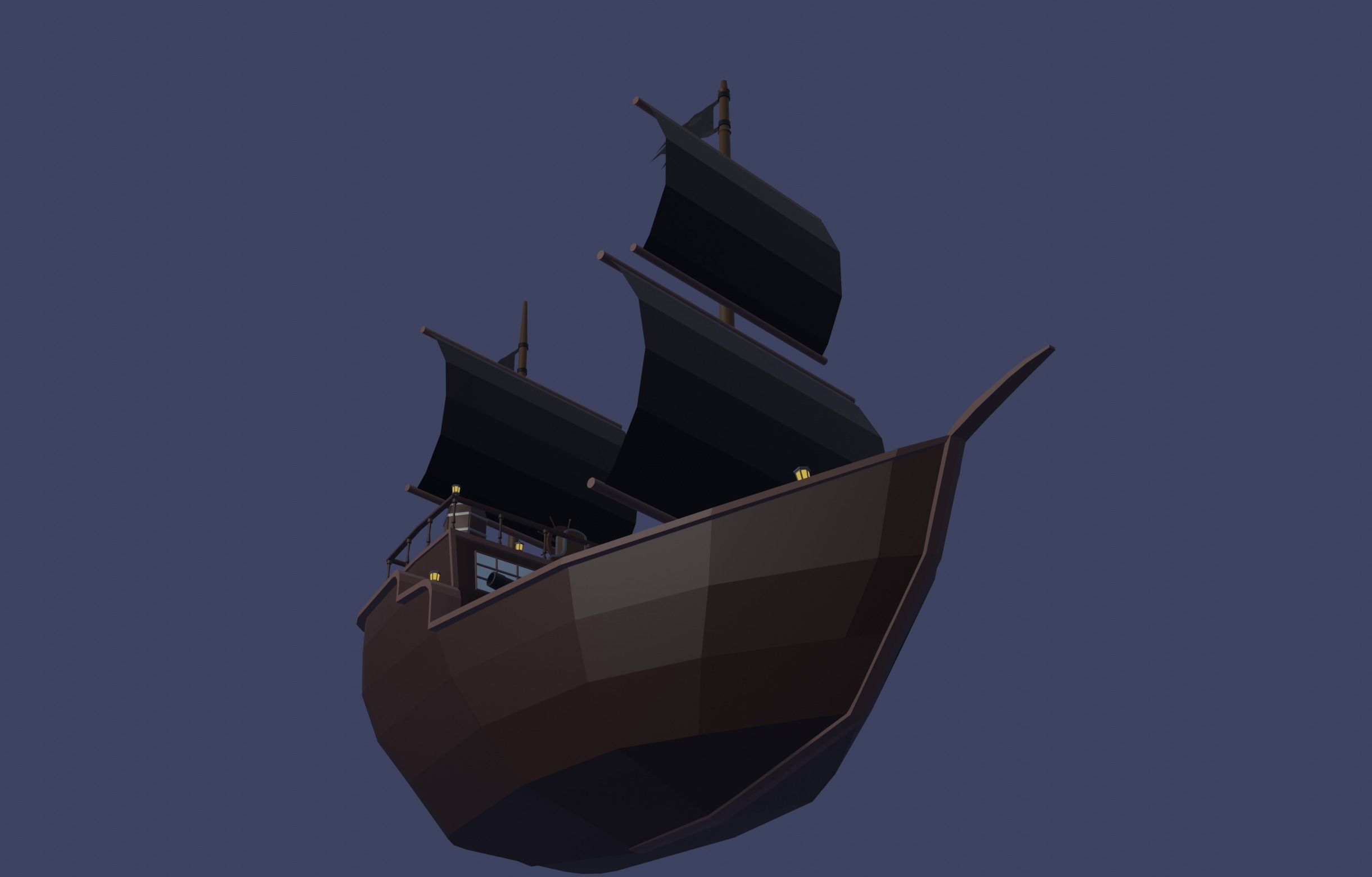 Pirate ship  Low-poly 3D model_9