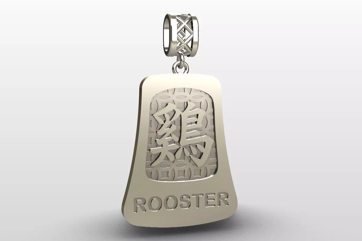 Chinese zodiac - 12 animals - pendant with bail - Rooster 3D print model