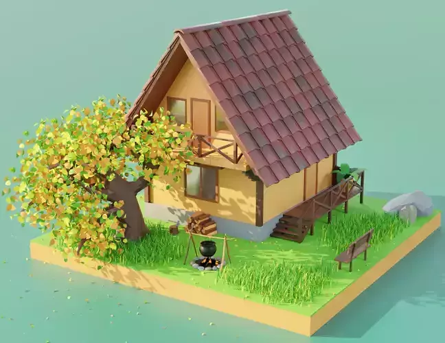 Forest House Scene 3D model