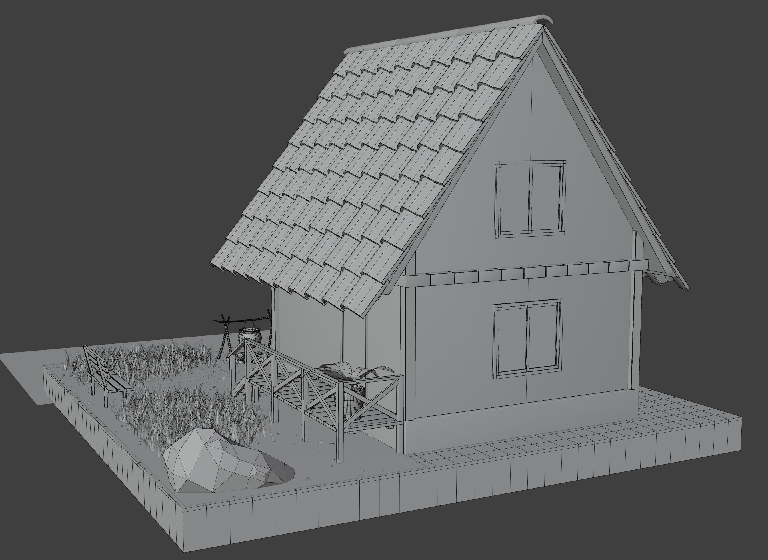 Forest House Scene 3D model_12
