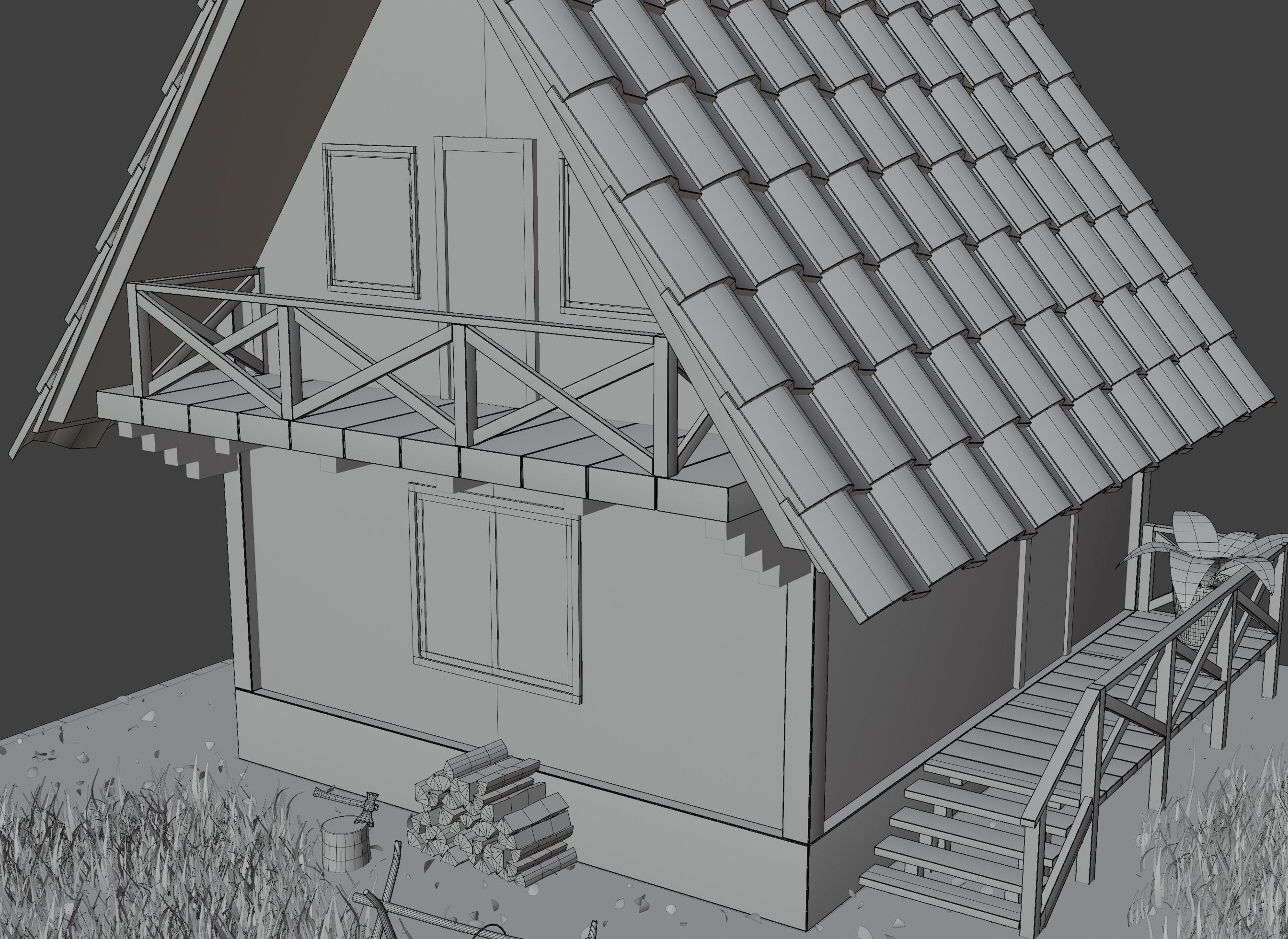 Forest House Scene 3D model_13