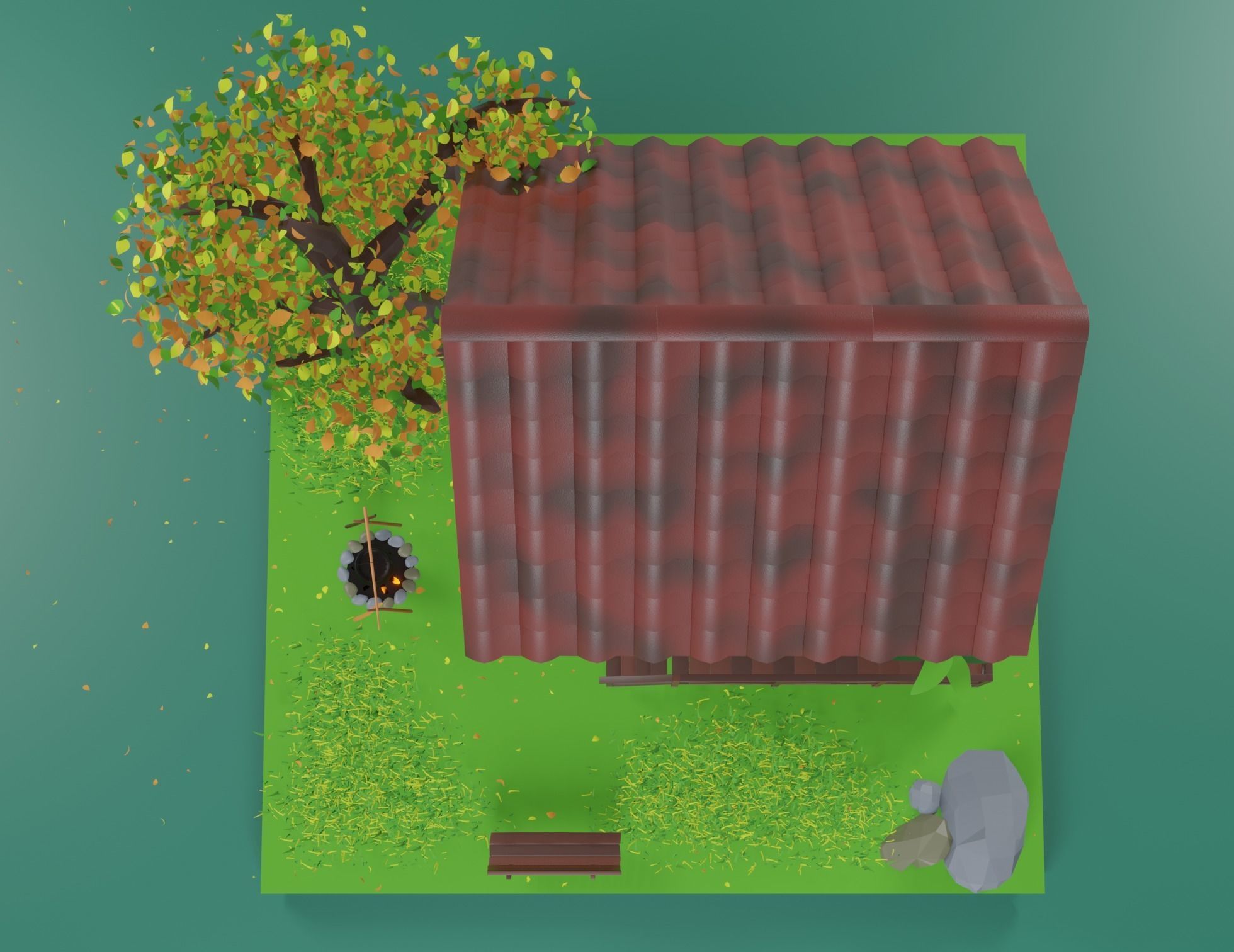 Forest House Scene 3D model_5