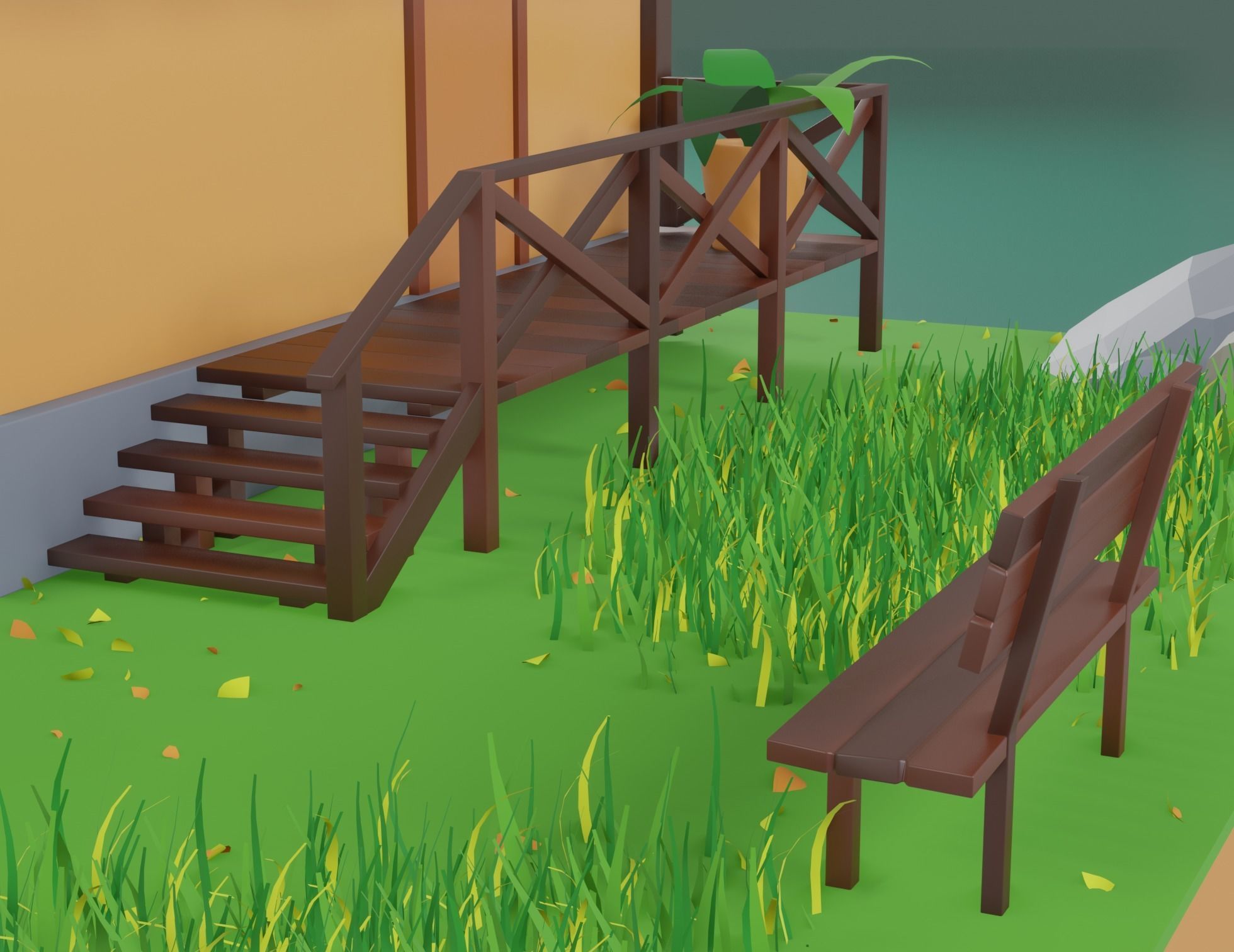 Forest House Scene 3D model_8