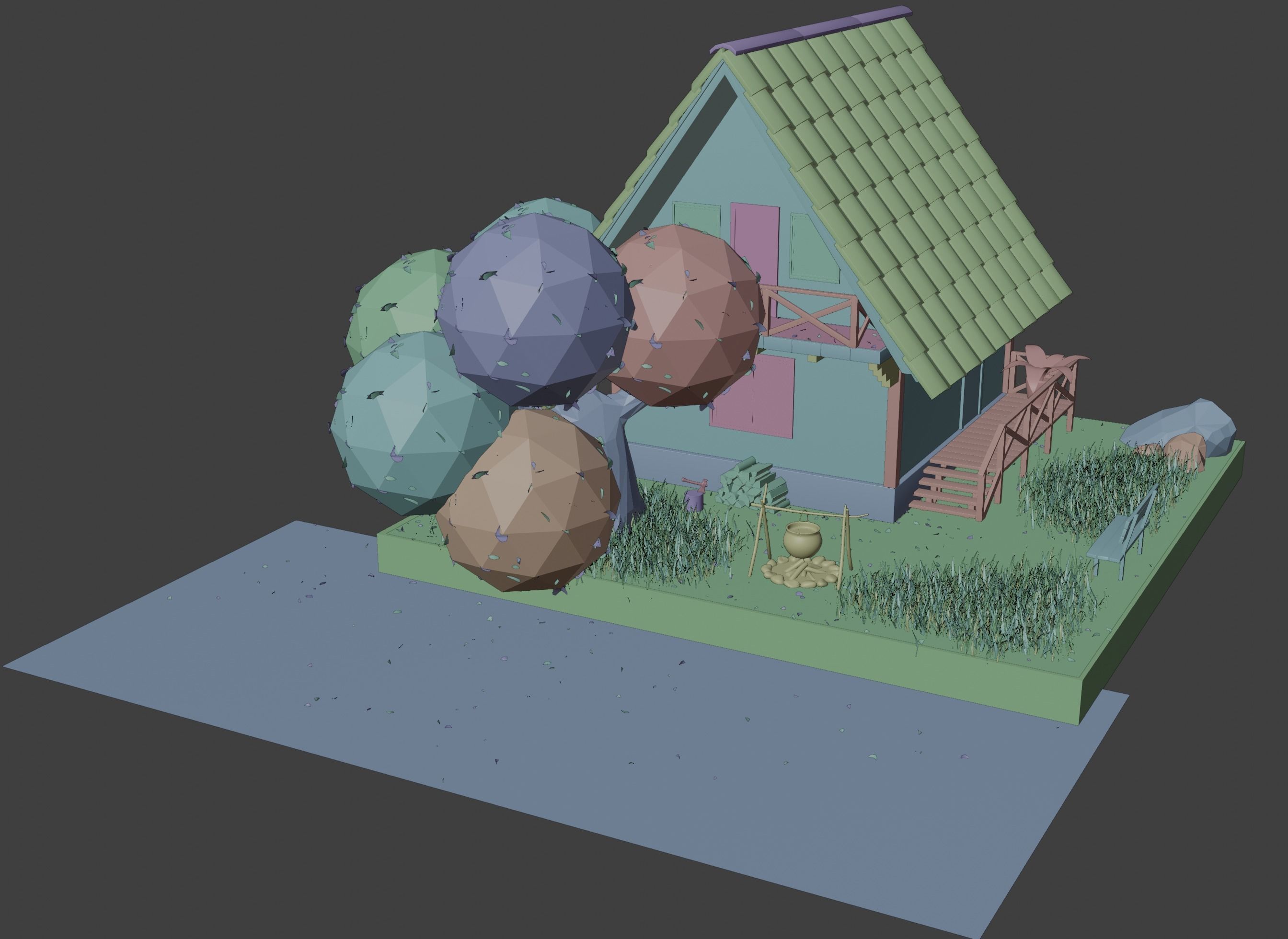 Forest House Scene 3D model_11