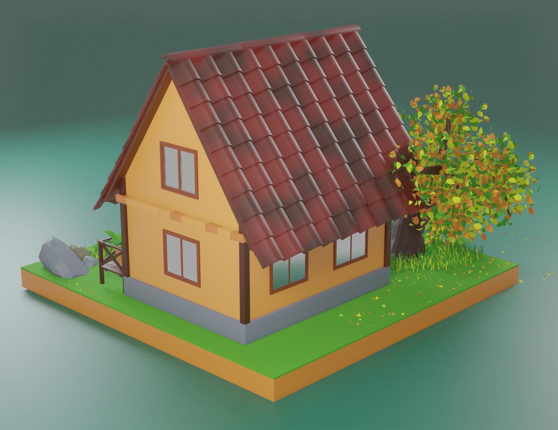 Forest House Scene 3D model_3