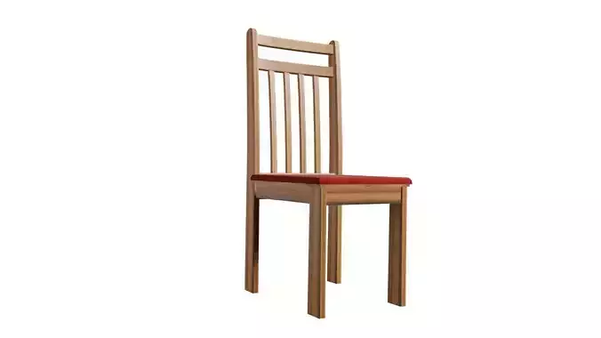 Chair 5 wooden with seat 3D model
