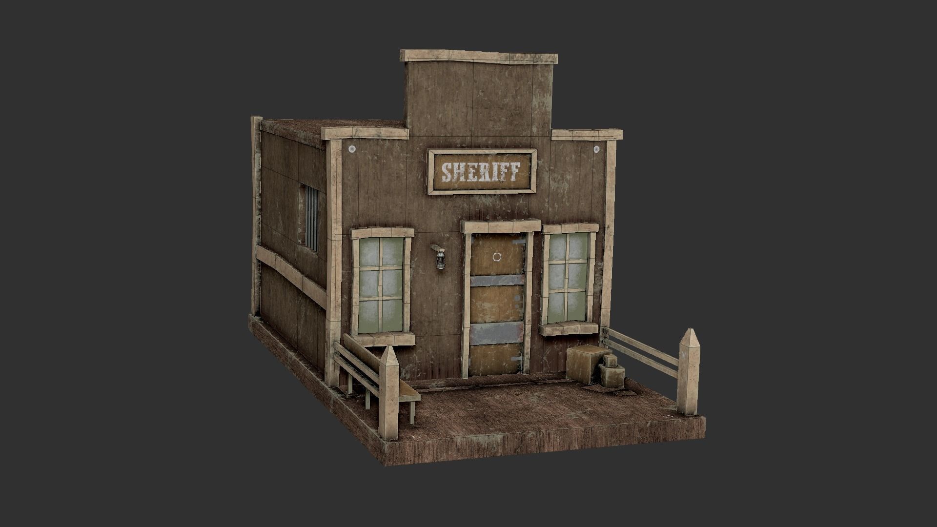 Western Jail - Sheriff - Wild West - Backdrop Full Perm Low-poly 3D model_15