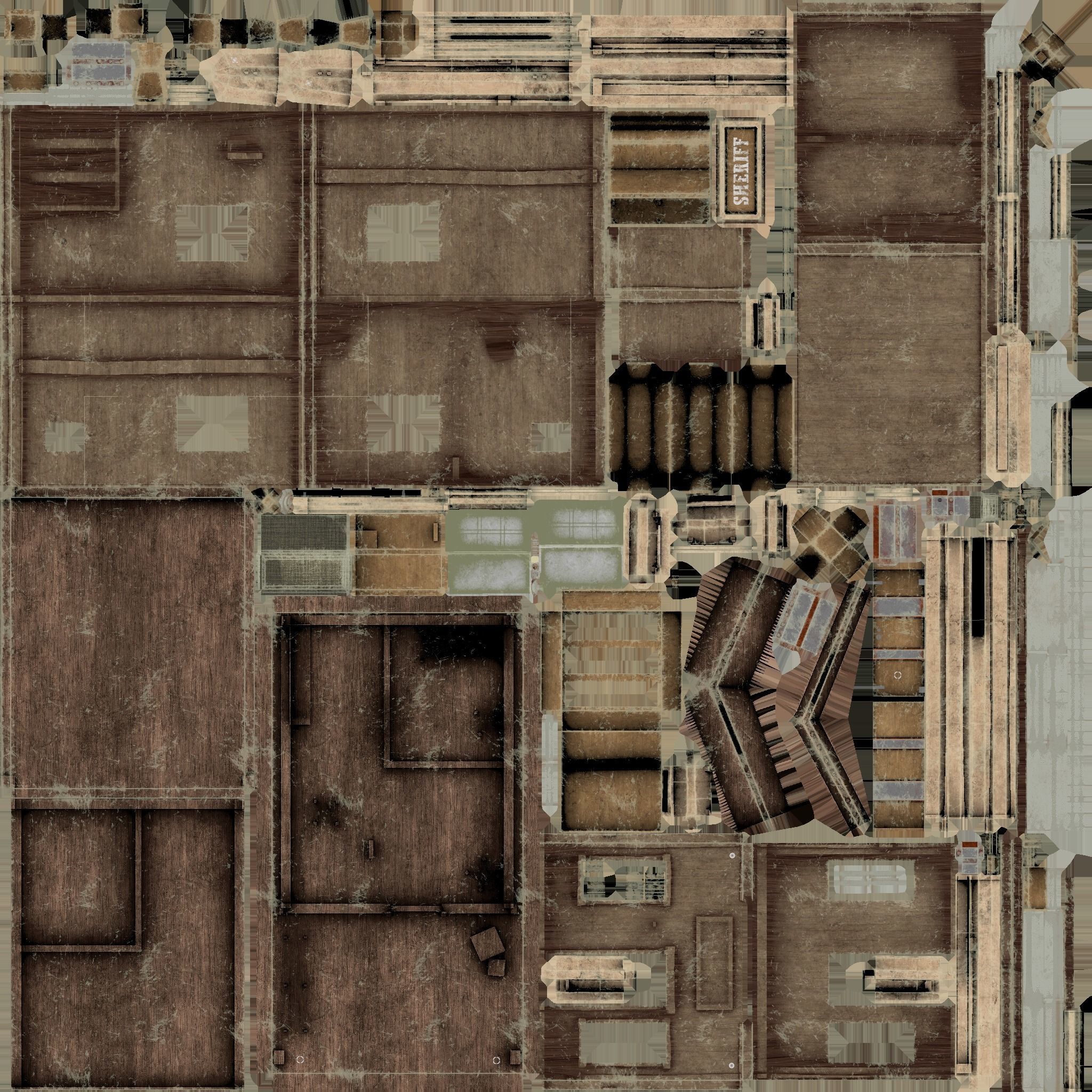 Western Jail - Sheriff - Wild West - Backdrop Full Perm Low-poly 3D model_21