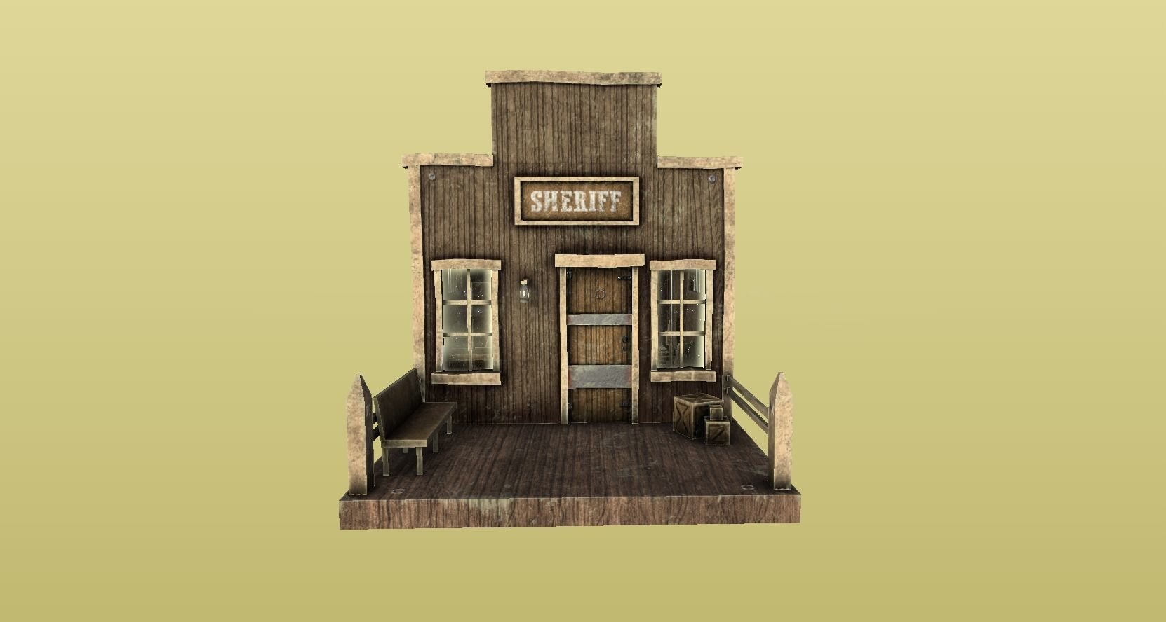 Western Jail - Sheriff - Wild West - Backdrop Full Perm Low-poly 3D model_3